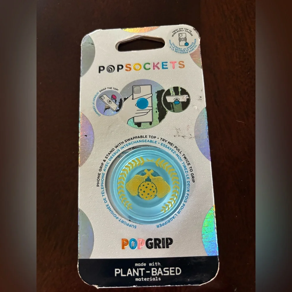 NEW PICKLEBALL PopSocket Blue and Gold Emblem Phone Accessory